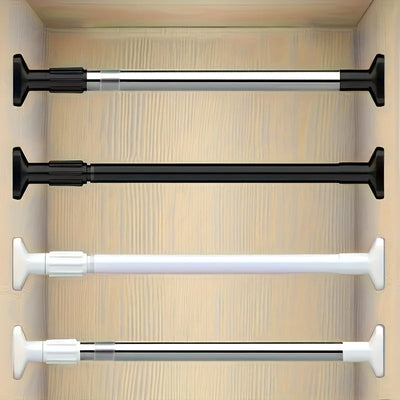 Barra extensible para cortina de baño, 50-80 cm, acero inoxidable, ajustable sin taladro, instalación por tensión, diseño duradero y ahorrador de espacio para baño y ducha