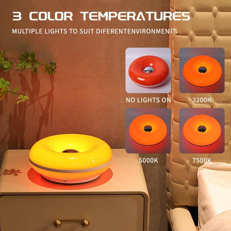 Lámpara de pared de donas moderna - Alimentada por USB, luz nocturna LED controlada por tacto con acabado de plástico pulido, brillo ajustable para decoración de dormitorio y sala de estar, iluminación de decoración de habitaciones | Iluminación decorati