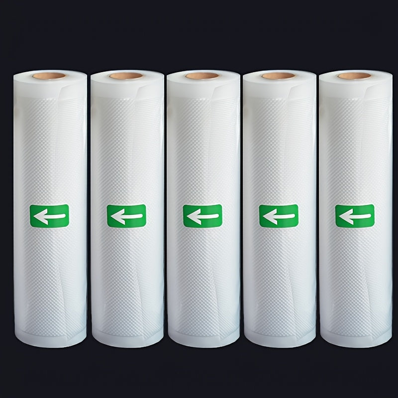 5-Pack 5.0 metros Bolsas de sellado al vacío sin BPA, Material PE+PA, Uso único, Compatible con la mayoría de los selladores para almacenamiento de alimentos, conservación de frescura, cocción a baja temperatura, preparación de comidas, compra en mayor -