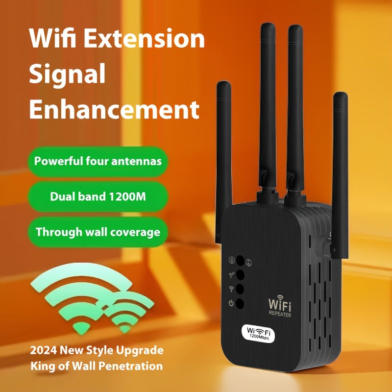 OURLIFE Amplificador y Extensor Wi-Fi, Doble Banda 2.4G/5G con Configuración de Un Toque, Antenas Externas, Extensión WiFi para Hogar/Ocio, Compatible con Smartphones, Tabletas, Portátiles - , Mejora Internet en Casa, Diseño Compacto, Carcasa de Plástico