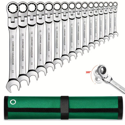 1 juego de llaves de rascador de acero cromado-vanadio ProMaster - Cabeza dual de 180° giratoria, agarre ergonómico, precisión de 72 dientes, herramienta multifunción para reparación automotriz