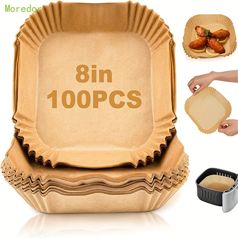 Papel de hornear desechable cuadrado para freidor de aire, papel de hornear no pegajoso para hornear, hornear y uso de horno microondas, limpieza fácil y cocina sin desorden, accesorios para freidor de aire, esenciales para hornear en la cocina, utensili
