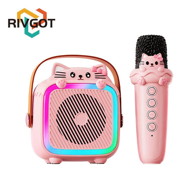 Máquina de karaoke mini para niños y adultos, lindo altavoz portátil inalámbrico con micrófono y luces coloridas, altavoz para fiestas familiares para niñas de 3 a 12 años, regalo perfecto para cumpleaños y Navidad.