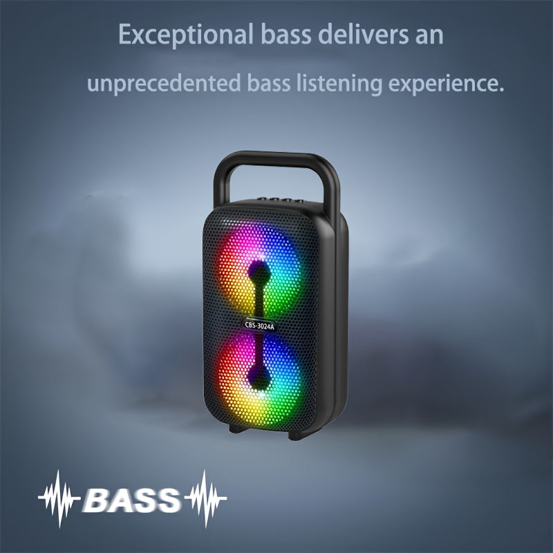 Altavoz inalámbrico portátil con efecto de iluminación colorida, altavoz de bajo pesado, capacidad de 2400mAh, carga por tipo C, compatibilidad con tarjetas USB FM TF, AUX, MIC, control de botones y palancas, adecuado para bailes al aire libre, karaoke d
