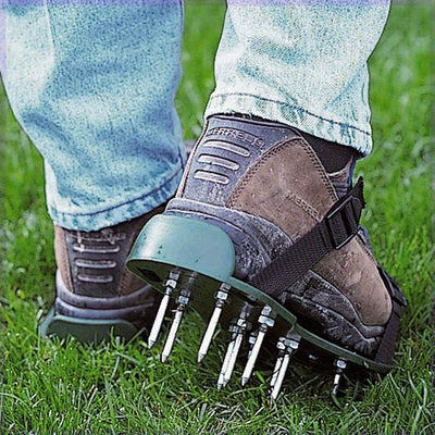 Herramienta para aflojar la hierba con punta de zapato de jardín, aerador de césped con punta larga, punta de hierba auto niveladora, resina epoxi, cultivador de césped de patio.