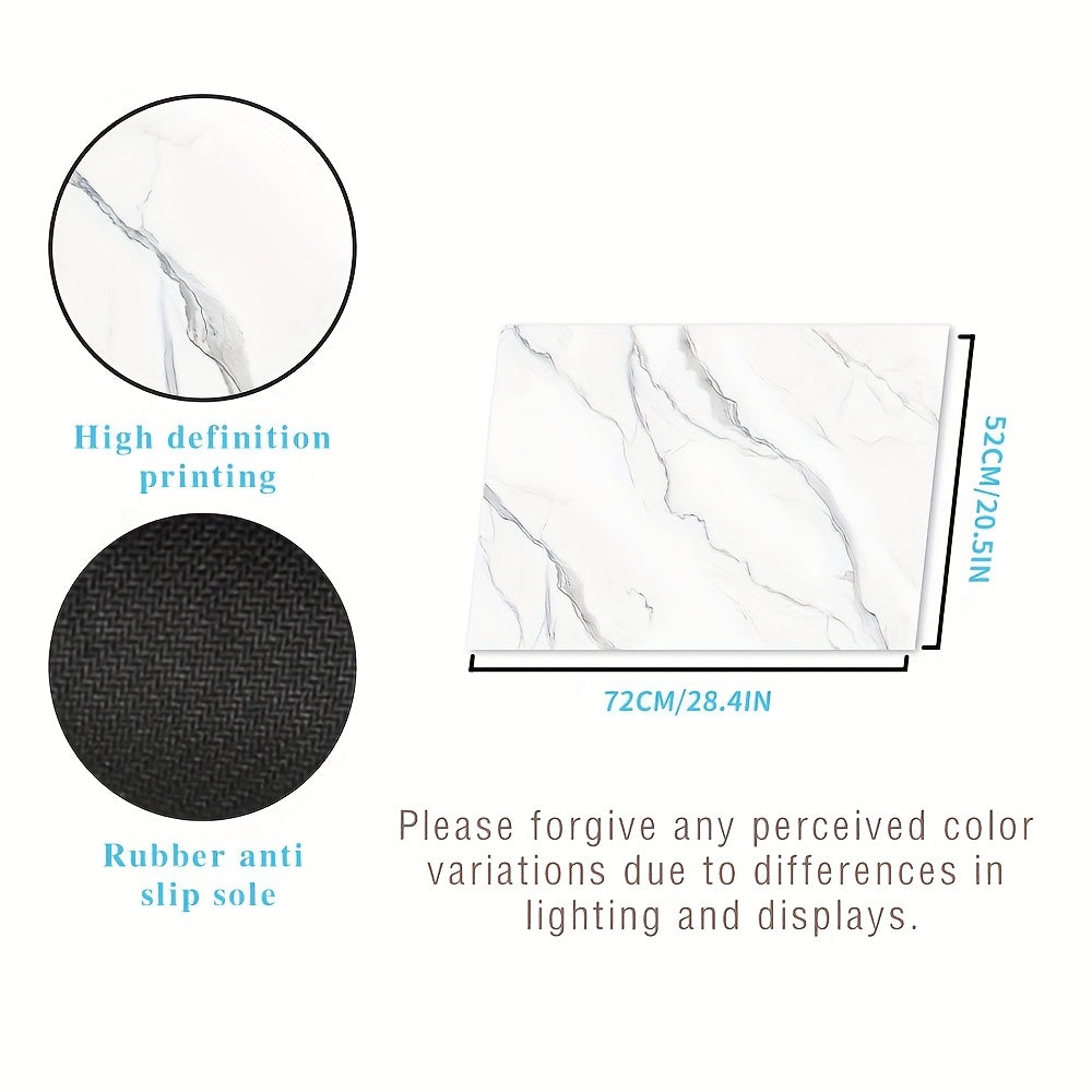 1 pieza, alfombrilla de encimera de textura de mármol blanco, 71.88x52.07 cm, suave, absorbente, a prueba de aceite, resistente al calor, antideslizante y fácil de limpiar. Ideal para encimera, lavavajillas, lavadora, secadora, cocina de inducción y plan