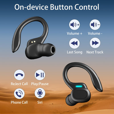Auriculares inalámbricos estéreo con cancelación de ruido ENC - Auriculares deportivos, estuche de carga LED, batería de litio recargable, carga USB Type-C, rango de potencia 5-1V, voltaje de funcionamiento ≤36V, auriculares inalámbricos | Auriculares co