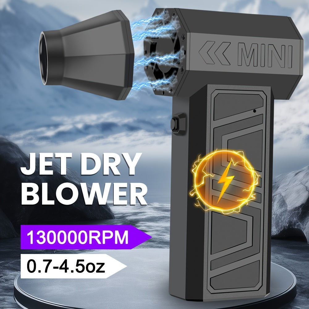 Ventilador Turbo Jet Eléctrico - Sopladora Inalámbrica de 130K RPM con 4 Velocidades Ajustables para Limpieza de Nieve/Polvo en Autos | Herramienta Portátil con Carga Rápida Tipo-C