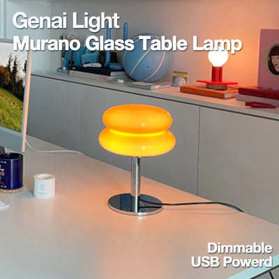 1 Pieza, Lámpara De Mesa De Cristal De Murano, Luz De Ambiente Regulable Alimentada Por USB Para Sala De Estar, Dormitorio Y Oficina En Casa, Ideal Para Decoración De Cabecera, Mesita De Noche Y Escritorio