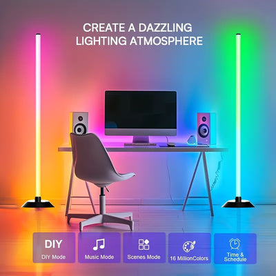 1pc Lámpara de Piso Inteligente NBBUFF, Tira LED RGB+IC para Dormitorio, Alimentación USB, Control por App con Temporizador y Sincronización Musical, Ideal como Luz Nocturna, Iluminación para Sala, Escenario, Fiestas de Halloween, Navidad y Bodas