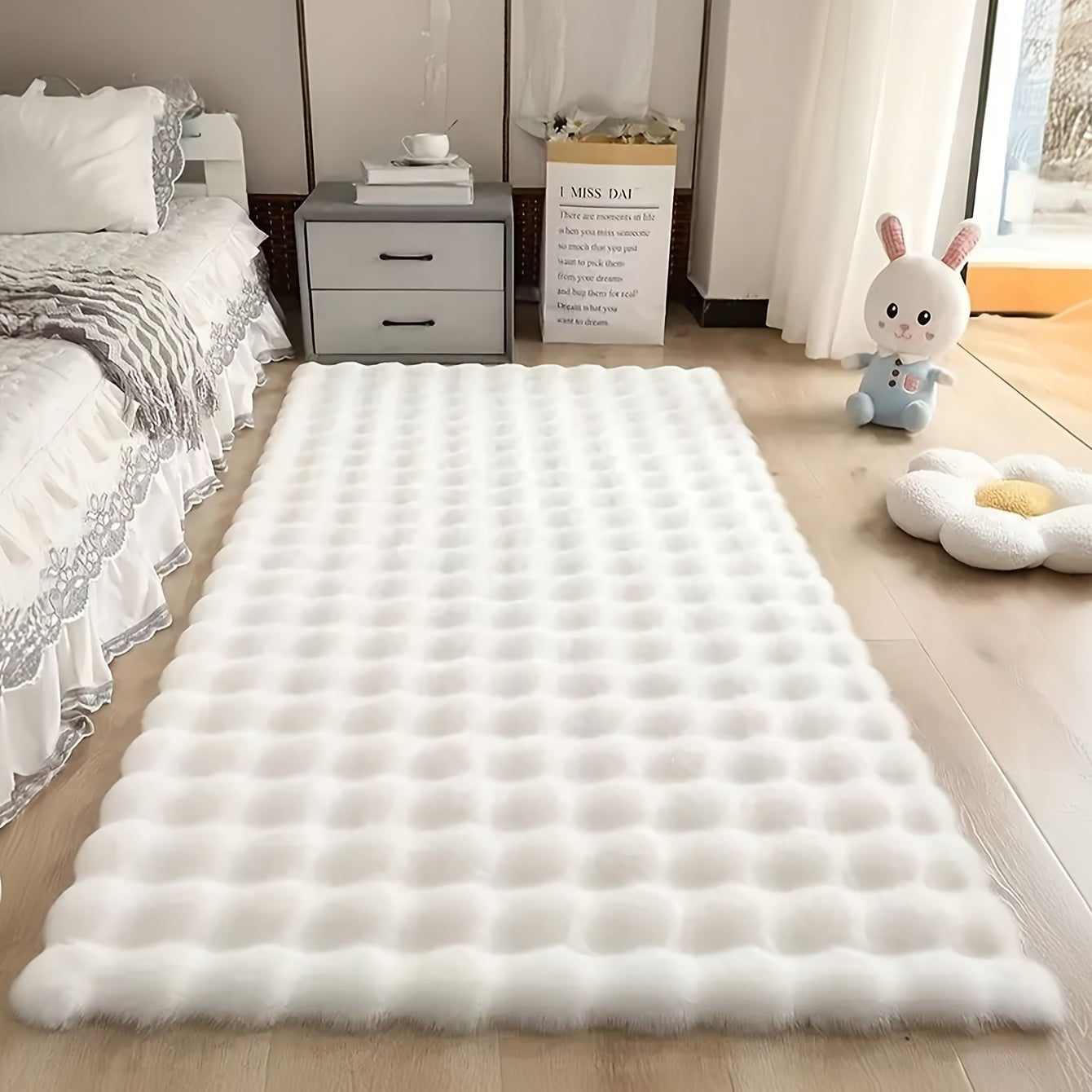 Alfombra rectangular nórdica minimalista de felpa suave y delicada, imitación piel de conejo, ideal para decorar la sala, sofá, habitación o espacio de yoga