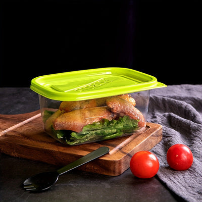 10pcs Contenedores de Almacenamiento de Alimentos de Plástico Transparente con Tapas Azules - Apilables, Reutilizables, Perfectos para la Organización de la Cocina - Ideales para Granos, Carne, Frutas, Verduras - Apto para Lavavajillas y Microondas