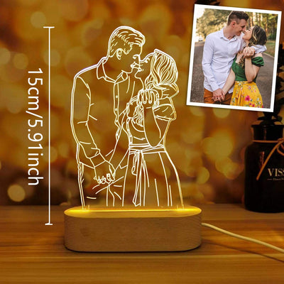 1pc Lámpara de foto 3D personalizada Lámpara de noche con retrato personalizado Cubo de luz con imagen grabada Marco de placa conmemorativa Regalos de cumpleaños para recordar Usando mis propias fotos para hombres y mujeres – Estilo moderno, alimentado p