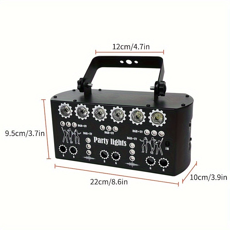 YSH 27-Luz de láser con espejo, control remoto y control de voz, función de memoria, iluminación de escenario y fiesta colorida para DJ, bar, discoteca, Halloween, eventos navideños - 110-130V, enchufe de EE. UU., marco de hierro, decoraciones de luz lás