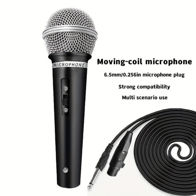Microfono Dinámico Rzosom con Cable y Conector de 6.5mm - , para Karaoke, Presentaciones en Vivo, Reuniones y Streaming Doméstico, Alimentación por DC, Malla Reductora de Explosivos, Diseño Elegante, Equipo de Audio para Reuniones, Construcción Robusta,