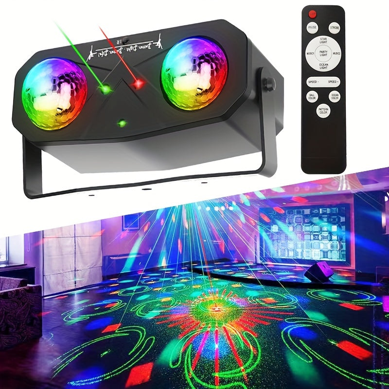 Luces de discoteca con cambio de color activadas por sonido, luz láser para escenario con control remoto, alimentación por USB para bares, KTV, fiestas y celebraciones de cumpleaños, instalación fácil, diseño seguro en PVC y ahorro de energía, accesorios