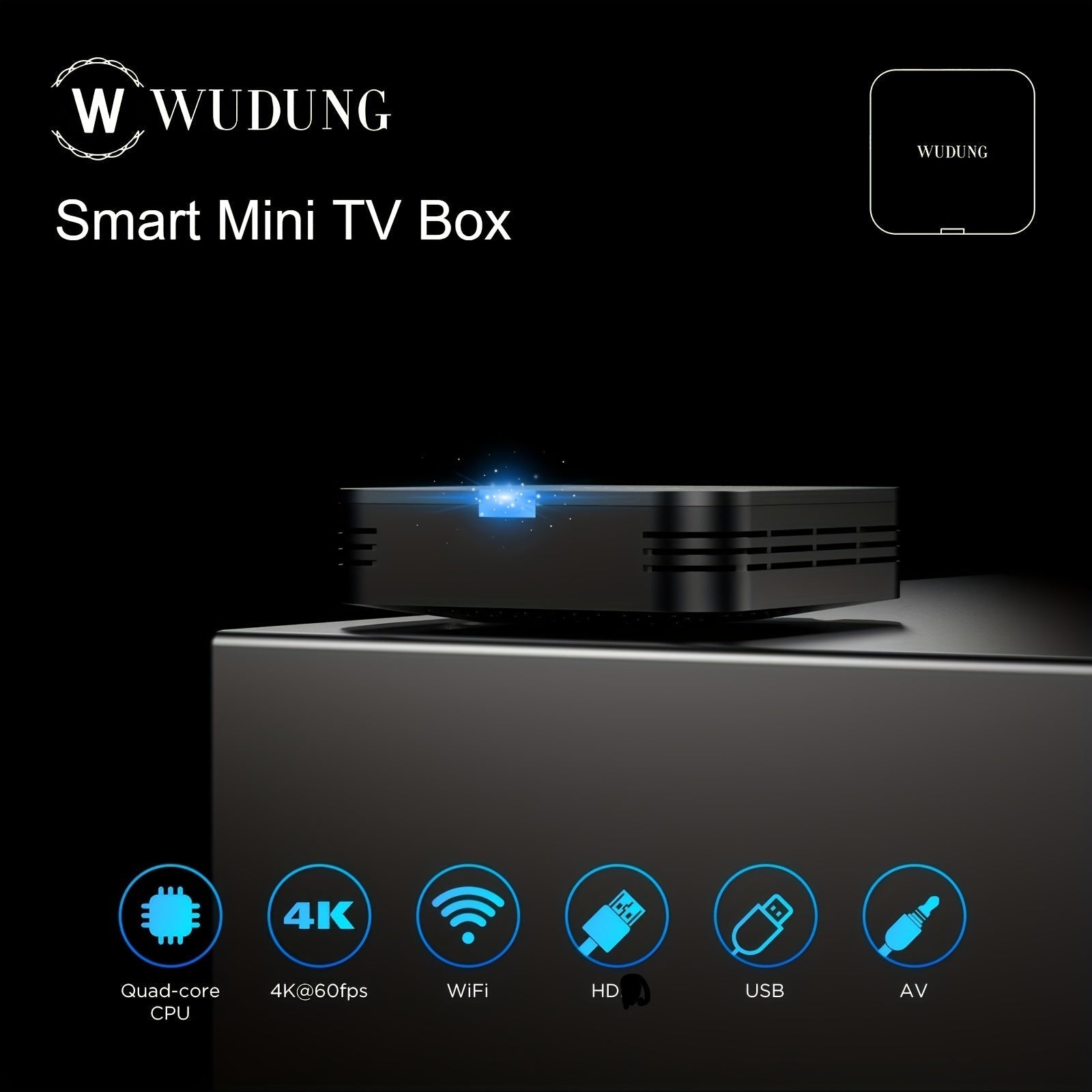 2025 Nueva Actualización WUDUNG W01 Smart Set-top Box Ultra Mini Android 10 Original TV BOX con Soporte para 4K Ultra HD WiFi, Procesador Allwinner H313 Quad-core, Reproductor Multimedia Interactivo Multipantalla, Ideal para Sala de Estar y Ver Partidos