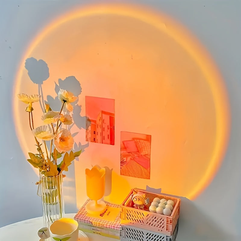 1 pieza/2 piezas de luz de sombra LED rojo anaranjado - alimentada por USB, giratoria de 360°, decoración de hogar ajustable, iluminación creativa, para dormitorio, sala de estar, decoración de pared, no requiere batería, luces USB compatibles con portát