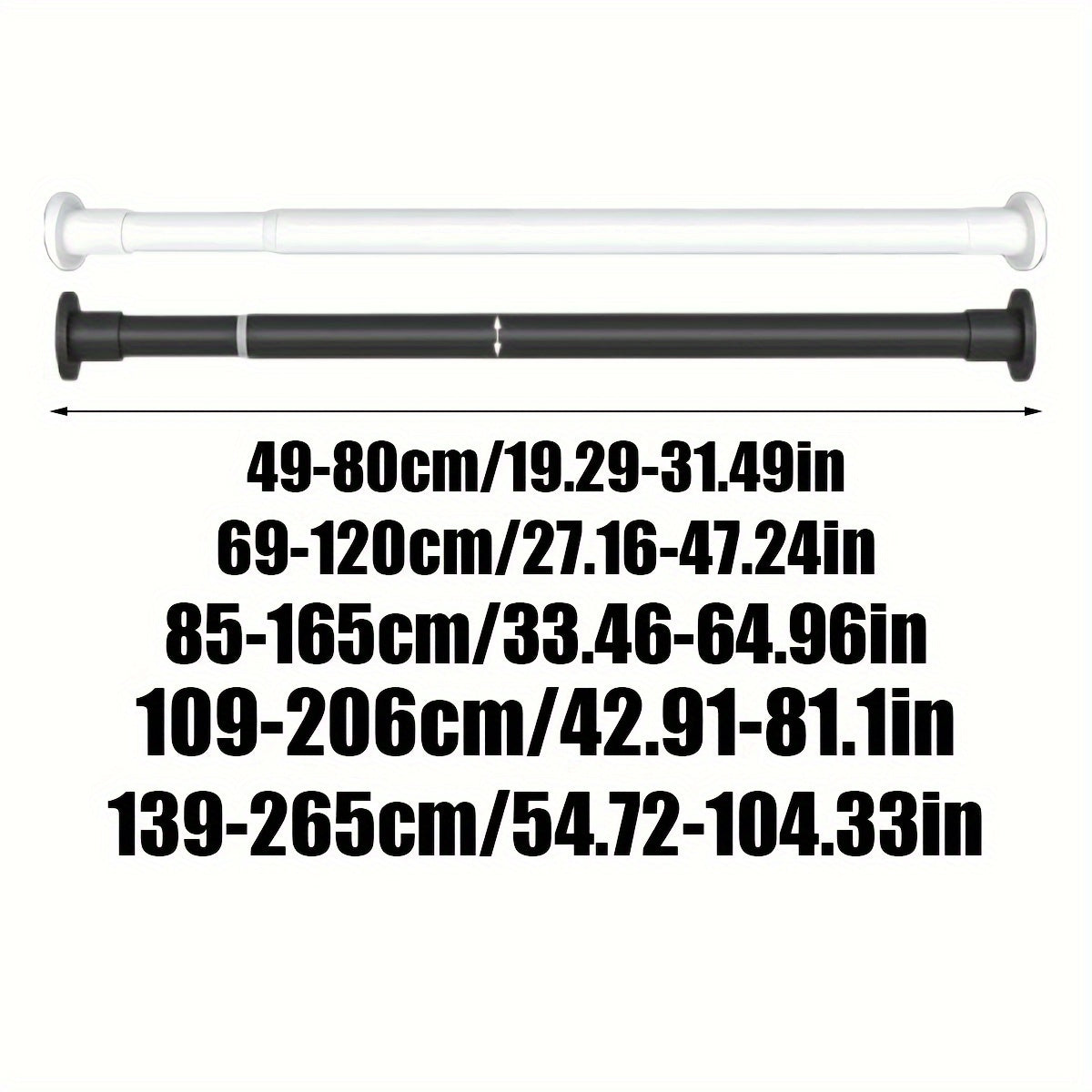 1pc Barra Telescópica Sin Taladro con Resorte Incorporado - Soporte de Gravedad Fuerte para Cortinas de Ducha, Estantes de Secado, Tratamientos de Ventanas, Barras Romanas y Soporte para Armarios