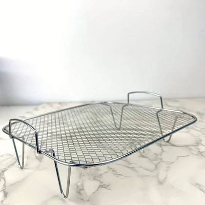 1pc Estantería de acero inoxidable para freidora de aire, soporte de deshidratador cuadrado para freidora de aire, horno y olla a presión, accesorio para hornear
