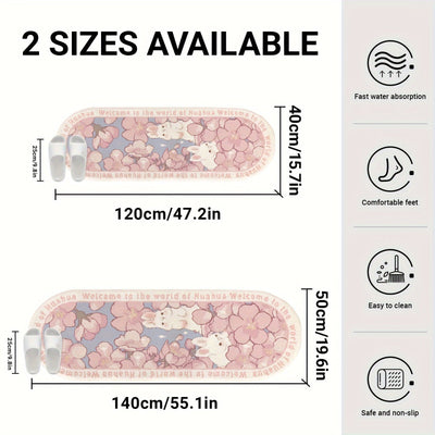 Alfombra de área ovalada rosa para conejo con diseño floral - Alfombra suave y antideslizante para dormitorio, alfombra decorativa para sala de estar y sofá - Decoración del hogar de estilo granja, suministros de arte interior estéticos - Ideal para el D