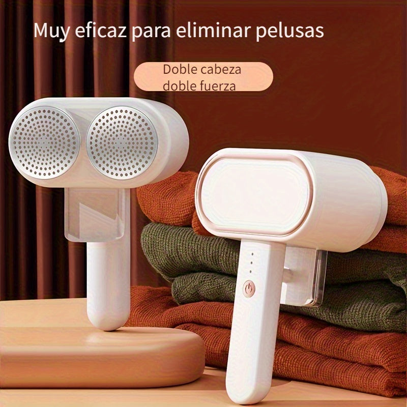 Afeitadora de tela recargable por USB de doble cabezal - Potente removedor de pelusas eléctrico con 3 velocidades ajustables, eficiencia de doble cara para la eliminación de pelusas y bolitas, recortador portátil de pelusas y bolitas para ropa, ropa de c