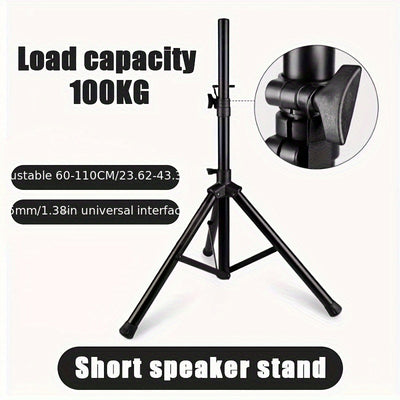 Soporte profesional para altavoces con base de pie y porta tarjetas de metal