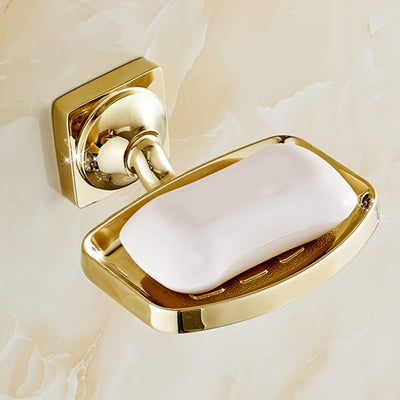Jabonera para ducha, jabonera de acero inoxidable, jabonera de barra simple, jabonera montada en la pared, jabonera a prueba de herrumbre, soporte de esponja para baño, bañera, fregadero de cocina, dorado, plateado
