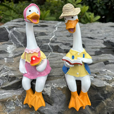 Encantadoras figuras de pata de resina de pato, ideal para decoración de jardín al aire libre, patio, villa y escena de granja, con detalles pintados a mano, para uso interior y exterior.