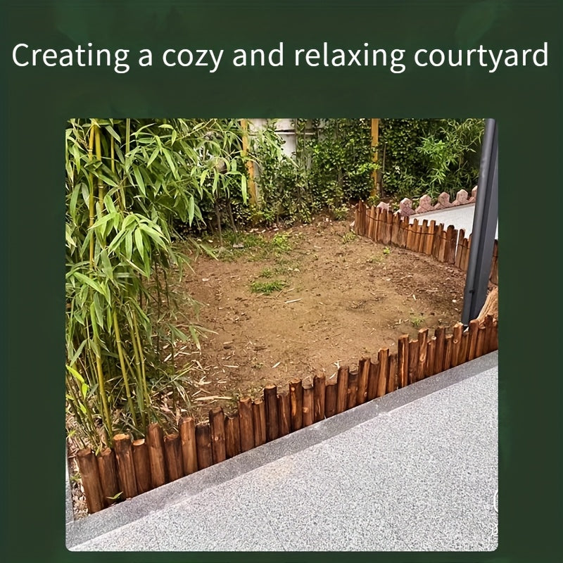 Estilo rústico vintage valla de madera negra anti-corrosión, valla de estacas de madera puntiagudas, decoración al aire libre en estilo campestre, adecuada para tres escenarios: valla decorativa para jardín, borde de césped DIY, barrera de patio al aire