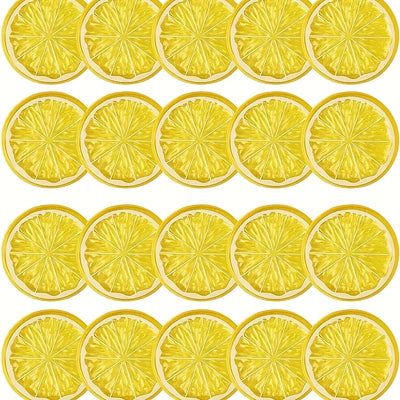 20-Unidades de 5 cm de Rebanadas de Limón Amarillo - Fruta Artificial de Plástico Realista, Ideal para Decoración del Hogar, Navidad, Acción de Gracias, Día de San Valentín, Día de la Madre, Graduación, Reunión, Fiestas de Playa y Cócteles sin Contenedor