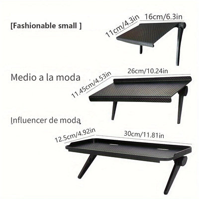 Estante flotante resistente estilo fibra de carbono negro para TV, computadora y router, organizador ahorrador de espacio para oficina en casa, sala o habitación, ángulo ajustable, construcción duradera de plástico y metal, organizador de electrónicos |