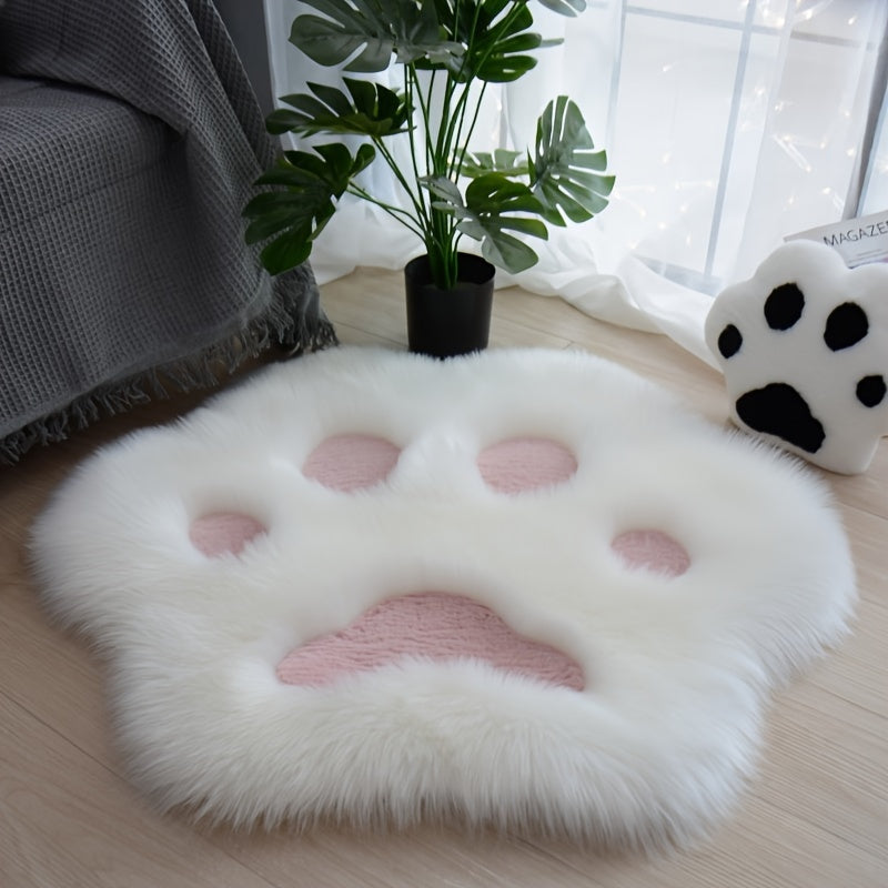 1 alfombra decorativa con diseño de patita de gato, suave y de peluche largo, para sala, dormitorio y decoración del hogar, ideal para decoración estética de habitación y ornamentación del hogar