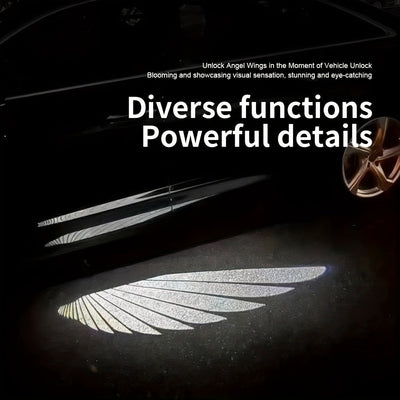 Conjunto de Luces Proyectoras para Coche con Alas de Ángel, Luces de Bienvenida LED en el Espejo Retrovisor Lateral y Puerta, Iluminación Ambiental que se Enciende al Desbloquear/Bloquear durante 30 Segundos