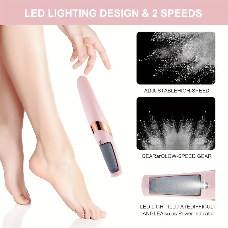 Fila de pies eléctrica con batería de litio incorporada - Recargable, carga USB, diseño ergonómico para eliminar cera vieja - Masajeador digital portátil para pies para un brillo suave y claro, ideal para uso en casa y viajes, eliminador de pies, diseño