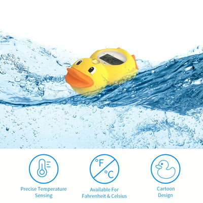 Medidor de temperatura del agua para bebés de pato de dibujos animados, inducción de alta precisión, tres en uno para habitación, baño, piscina, con batería de botón, no recargable, para Fahrenheit y Celsius