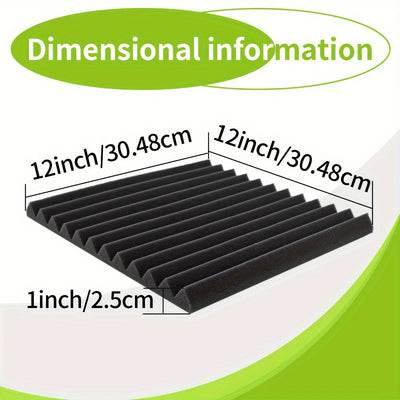 50pcs Paneles de Espuma Acústica en Forma de Cuña para Estudios de Grabación - 1"x12"x12" Esponja de Tratamiento de Absorción de Sonido a Prueba de Fuego