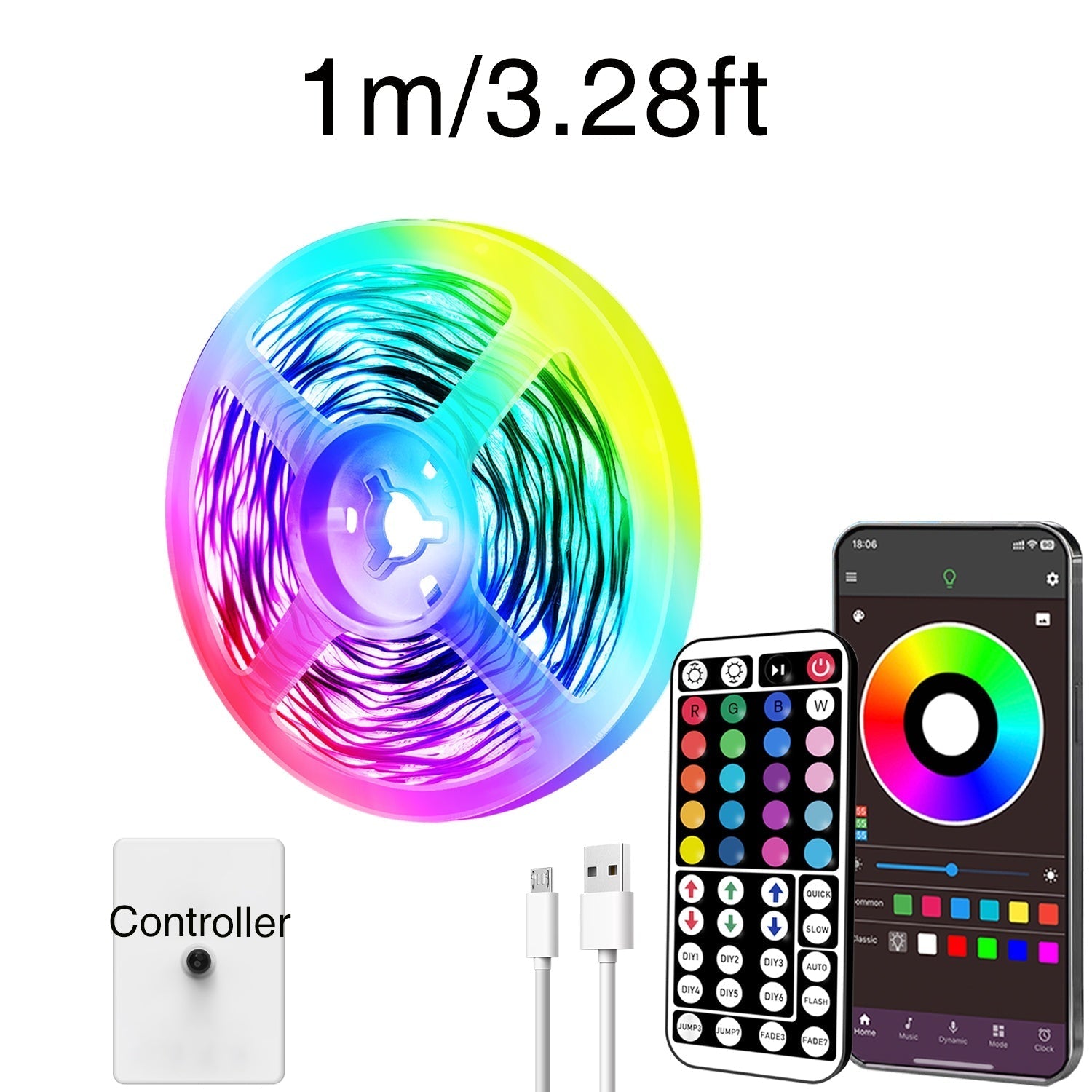 Luces LED RGB Inteligentes NBBUFF con Sincronización Musical - Control por App y Mando a Distancia, Cambio de Colores con Temporizador, Alimentación USB para Dormitorio, Sala, Bodas, Fiestas, Decoración Festiva, Efectos Luminosos Creativos, Instalación F