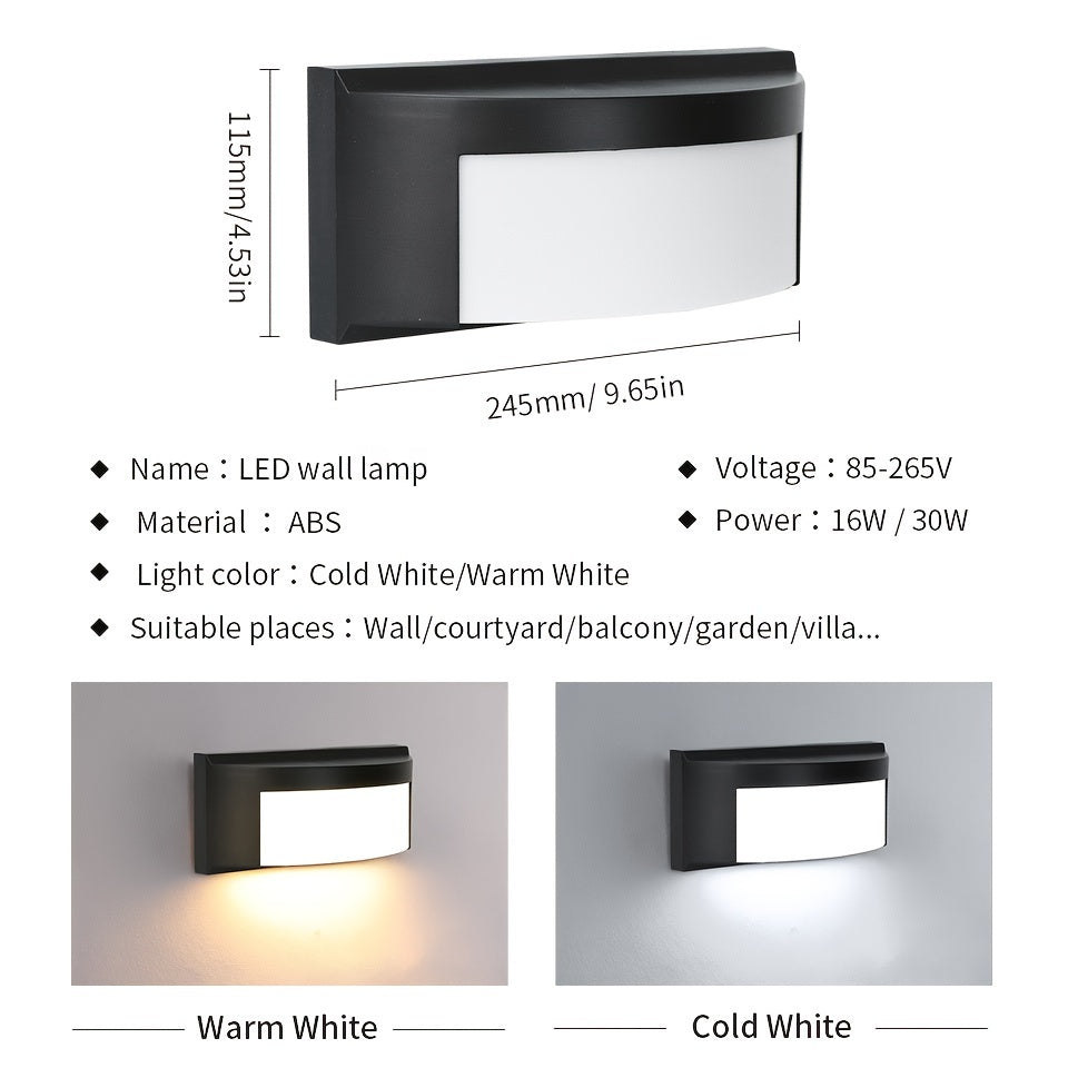 Aplique de pared LED PIBAOGU, diseño minimalista para interiores/exteriores, cableado a prueba de agua, 85V-265V, para patio, balcón, jardín, material ABS, no requiere batería.