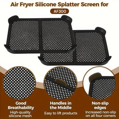Nueva cubierta de esparadrapo de silicona no adherente de 2 piezas para freidor de aire - Reutilizable, fácil de limpiar, adecuada para accesorios de cocina del modelo AF300