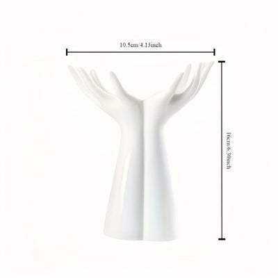 Jarrón Elegante de Cerámica Blanca Artesanal para Arreglos Florales Artísticos - Centro de Decoración Delicado con Pedestal para Sala de Estar o Exhibición en Mesa, Ideal para Rosas Blancas y Hojas Verdes
