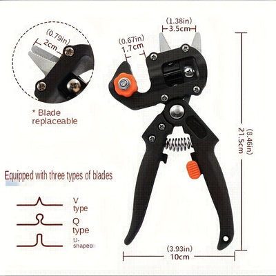 Kit de Herramientas para Injerto de Jardinería - 3 Cuchillas Diferentes de Acero Aleado, Tijeras de Poda Agrícola, Tijeras para Podar Árboles Frutales y Enredaderas sin Electricidad