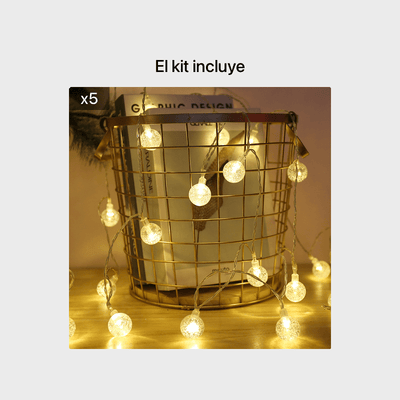 1 bola de luz LED con burbujas, cuerda de luces con esfera de cristal, decoración para habitación, ambiente cálido
