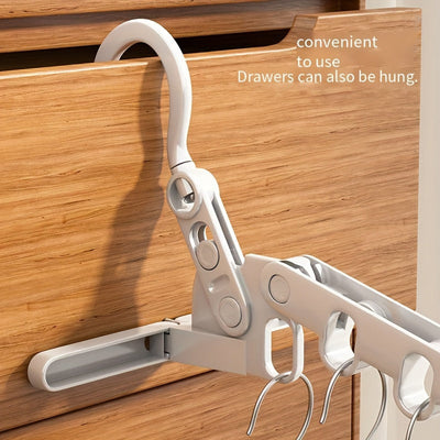 1 gancho plegable para ropa con 5 ganchos ergonómicos - Colgador portátil, ahorrador de espacio y duradero para viajes, hoteles, residencias y uso en interiores, colgadores para ropa, esenciales para dormitorios, diseño multigancho, opciones versátiles d