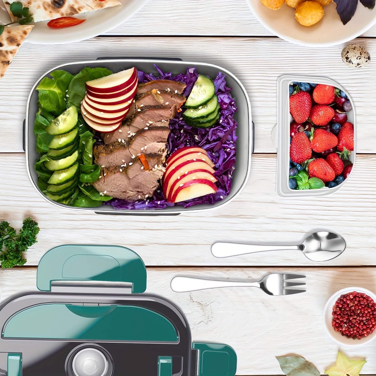 Recalentador de Comida Eléctrico Portátil, Caja Térmica para Auto en Acero Inoxidable 304, Ideal para Conducción/Trabajo/Regalo y Vuelta al Colegio