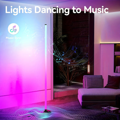 1 lámpara de suelo ambiental colorida, alimentada por USB con control remoto (baterías no incluidas), lámpara de suelo moderna con varios modos, luz de ritmo sincronizada con música, adecuada para dormitorio, sala de juegos, habitación, escenario de bar,