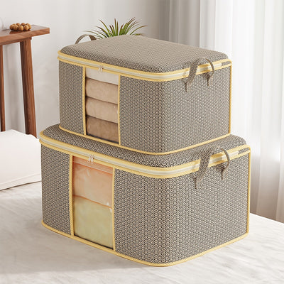1pc Bolsa de Almacenamiento Plegable Extra Grande, Tela No Tejida con Asas Reforzadas, Organizador Portátil Independiente para Ropa, Mantas y Ropa de Cama, Cremallera Duradera y Ventana Transparente, Capacidad Inferior a 3.2 Pies Cúbicos, Organizador de