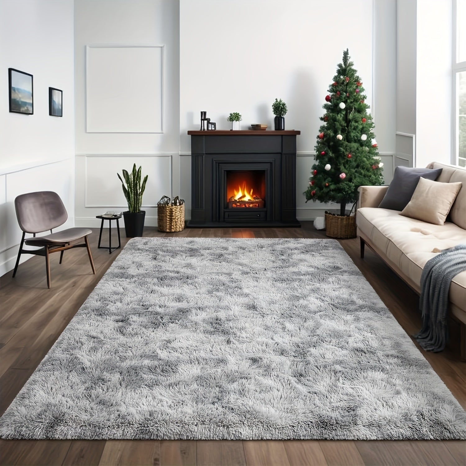 Alfombra Peluda de Felpa Incluida Debajo - Tamaño Extra Grande 23ft² Suave y Esponjosa 100% Poliéster, Color Beige Claro Duradero Hecha a Máquina para Sala o Dormitorio, Fácil de Limpiar Ligera y Portátil, Confort en el Hogar | Alfombras Modernas para Do