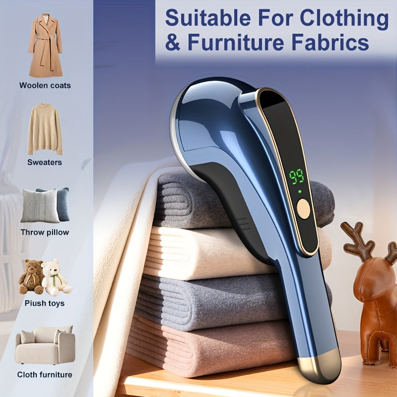 Eliminador de vello de ropa lavable recargable, eliminador de vello de suéter, eliminador de vello de suéter portátil eléctrico, afeitadora de bolas adecuada para ropa y muebles, azul