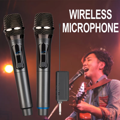 Sistema de micrófono inalámbrico Bomaite con batería recargable para fiestas, reuniones, bodas - Conector jack de 6.35 mm, carga USB, batería de litio de 1200 mAh, potencia máxima de 20W, puerto de carga tipo C